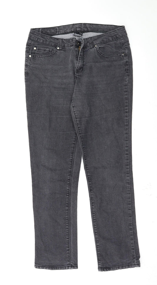 Additional front view of 1982 women’s black straight jeans, size UK 33, 30-inch leg
