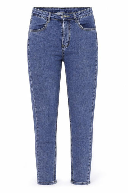 Front view of SHEIN women’s blue skinny jeans, size M, 26-inch leg