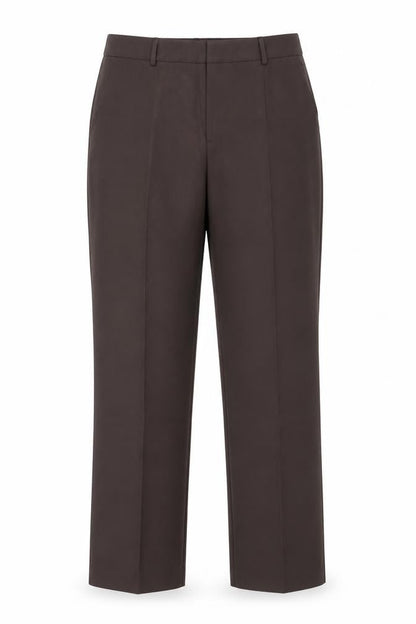 Front view of Mennace women’s brown trousers, size UK 30, in, 31.5-inch leg