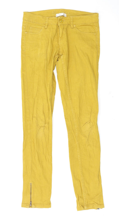 Womens UK Size 30 Preworn Regular Fit Skinny Yellow Jeans