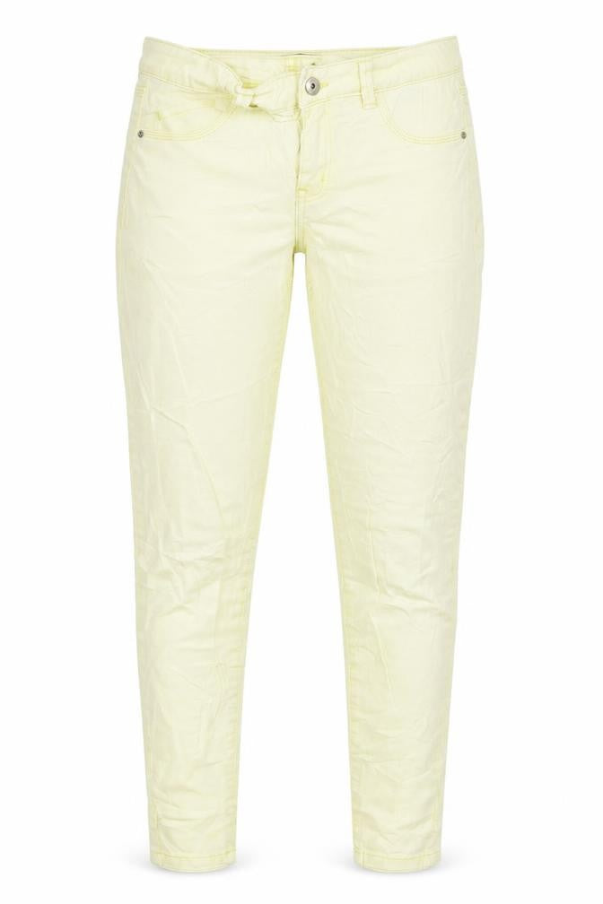 Front view of mohiti women’s yellow straight jeans, size UK 30, 30-inch leg