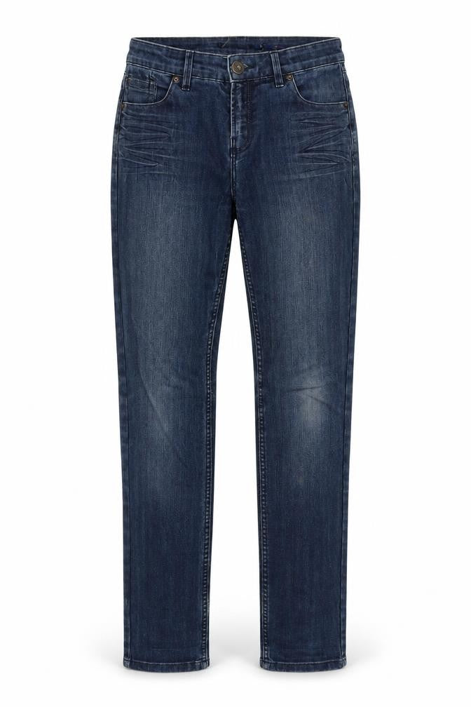 Front view of Oasis women’s blue straight jeans, size UK 28, 32-inch leg