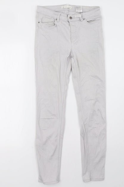 Womens UK Size 8 H&M Regular Fit Skinny Grey Jeans