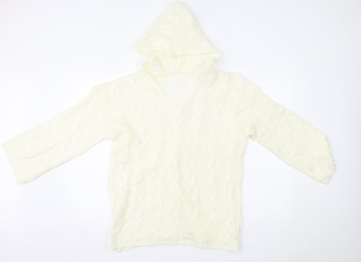 Additional front view of women’s ivory pullover hoodie, size L