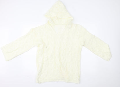 Additional front view of women’s ivory pullover hoodie, size L