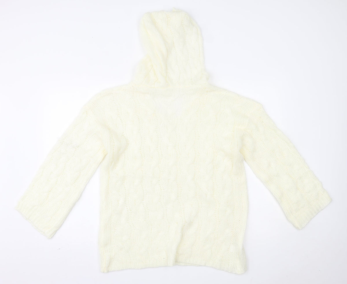 Back view of women’s ivory pullover hoodie, size L