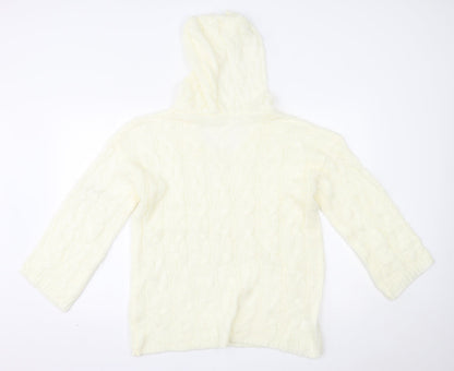 Back view of women’s ivory pullover hoodie, size L
