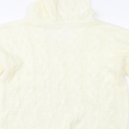 Brand and care label for women’s ivory pullover hoodie, size L