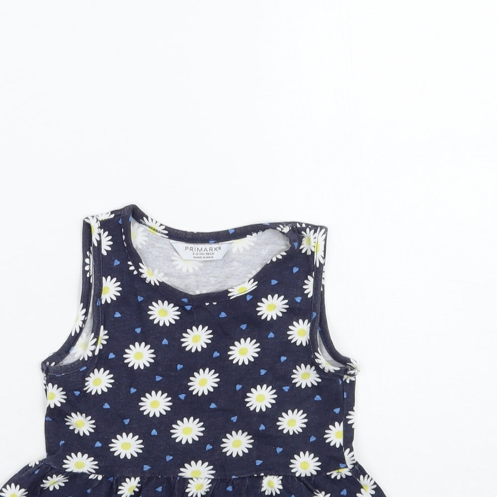 Primark Girls Blue Floral  Ball Gown  Size 2-3 Years