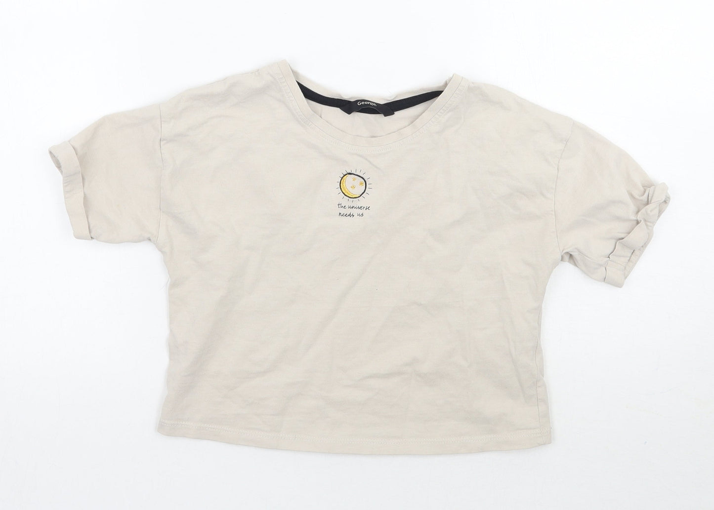 George Girls Beige   Cropped T-Shirt Size 8-9 Years