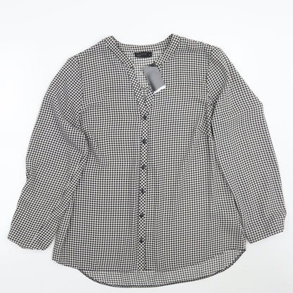 Papaya Womens White Check  Basic Button-Up Size 14