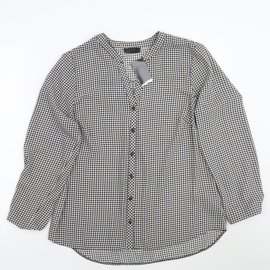 Papaya Womens White Check  Basic Button-Up Size 14