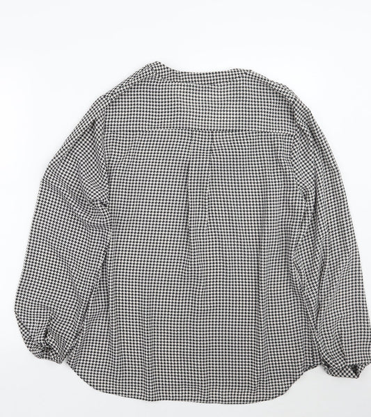 Papaya Womens White Check  Basic Button-Up Size 14