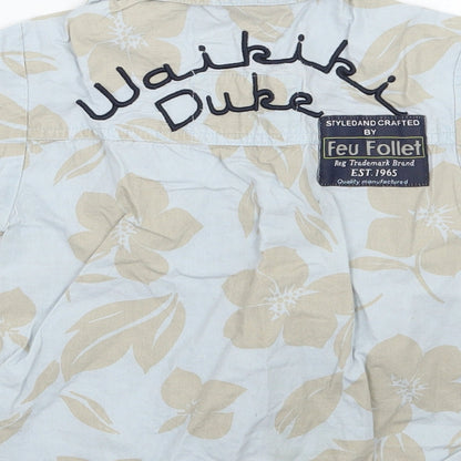 Feu Follet Boys Blue Floral  Basic Button-Up Size 2-3 Years