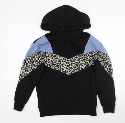 Matalan Womens Black Animal Print  Pullover Hoodie Size S