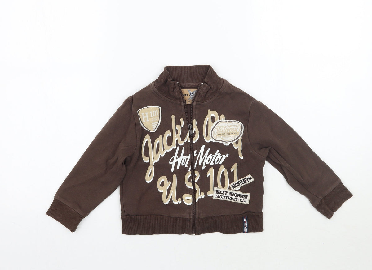 Additional front view of Flyers eagle boys’ brown jacket coat, size 3-4, years