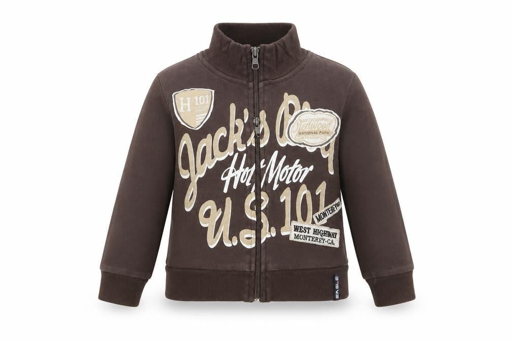 Front view of Flyers eagle boys’ brown jacket coat, size 3-4, years