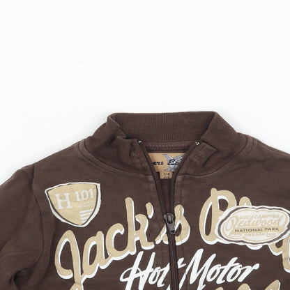 Close-up detail of Flyers eagle boys’ brown jacket coat, size 3-4, years