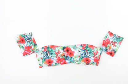 Additional front view of Hello women’s white floral cropped tank, size UK 10