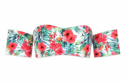 Front view of Hello women’s white floral cropped tank, size UK 10