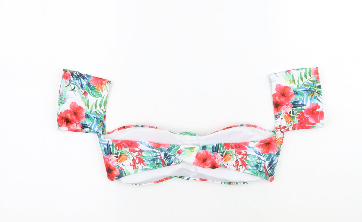 Back view of Hello women’s white floral cropped tank, size UK 10