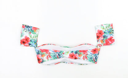 Back view of Hello women’s white floral cropped tank, size UK 10