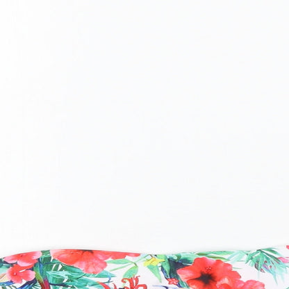 Close-up detail of Hello women’s white floral cropped tank, size UK 10
