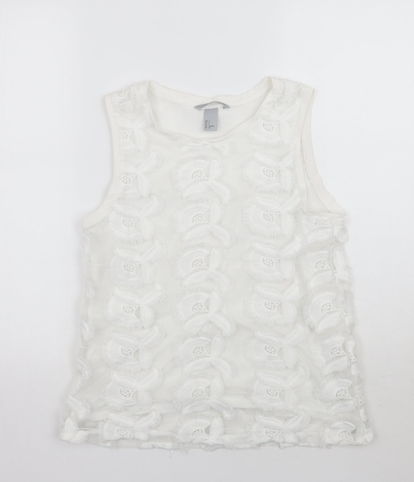 H&M Womens White Floral  Basic T-Shirt Size S