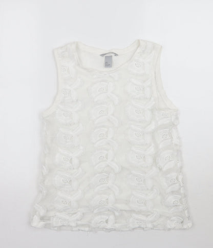 H&M Womens White Floral  Basic T-Shirt Size S