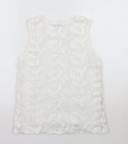 H&M Womens White Floral  Basic T-Shirt Size S