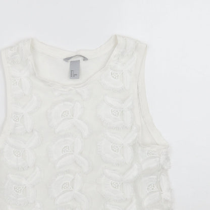 H&M Womens White Floral  Basic T-Shirt Size S