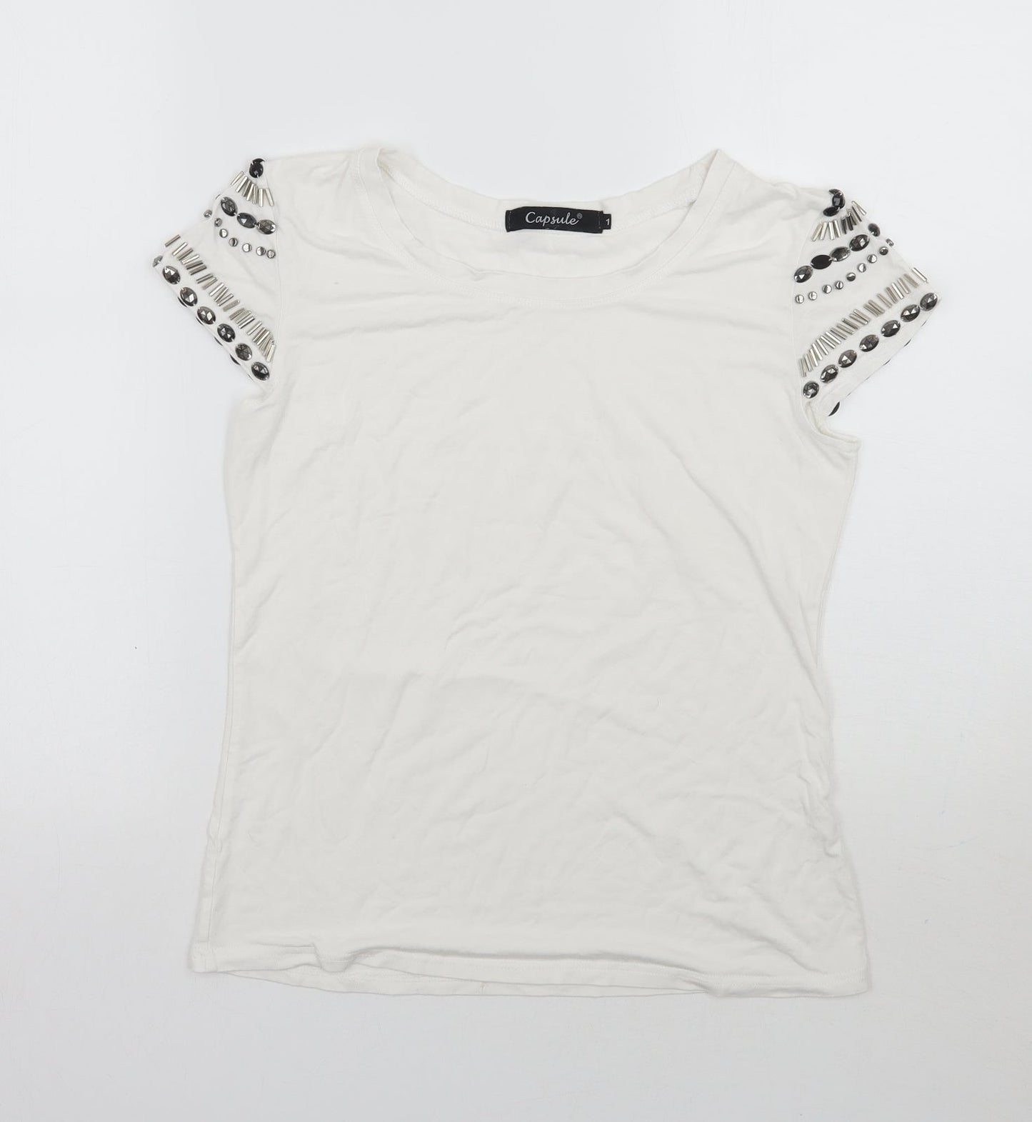 Womens UK Size S Capsule White Basic T-Shirt