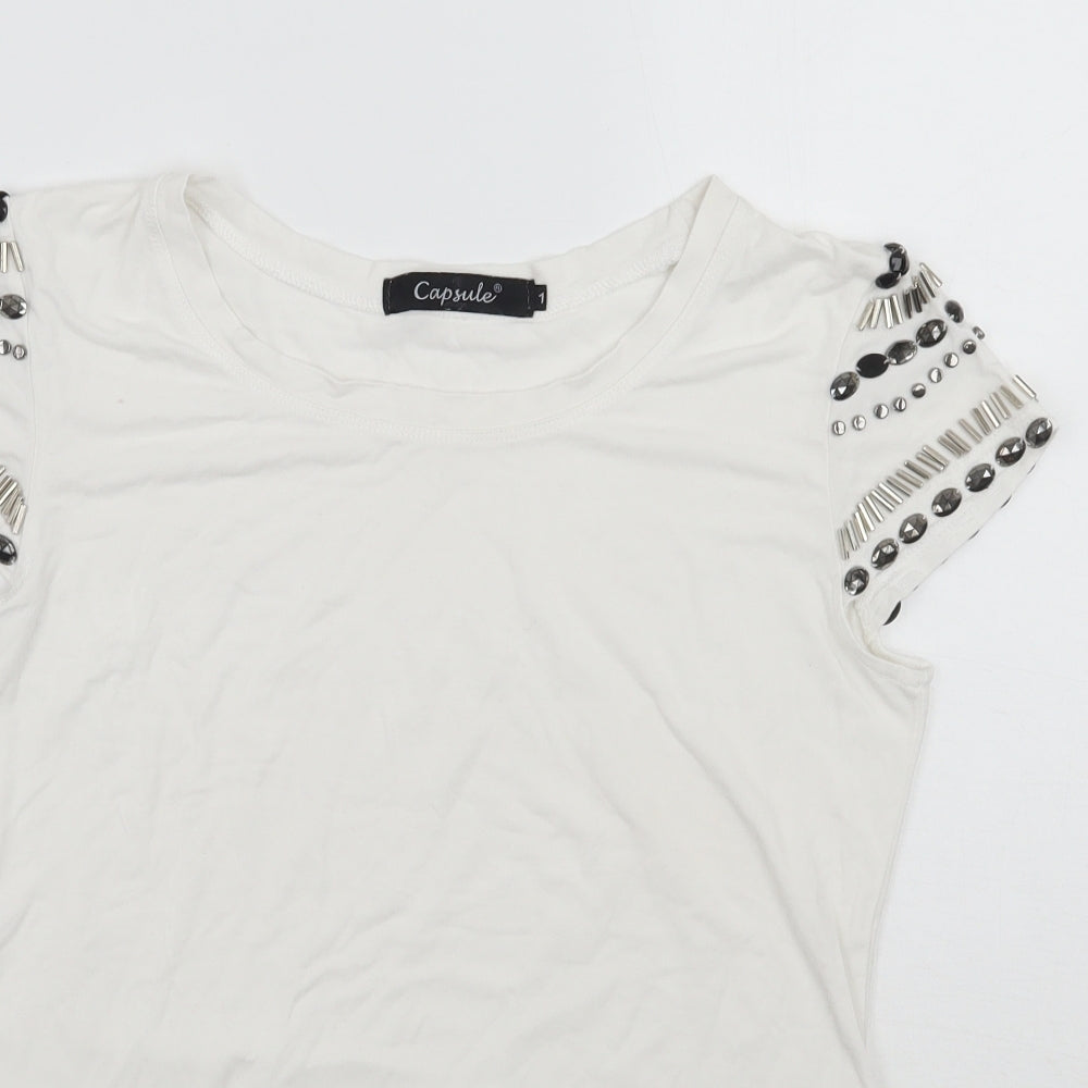 Womens UK Size S Capsule White Basic T-Shirt