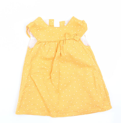 Primark Girls Yellow Polka Dot  A-Line  Size 9-12 Months