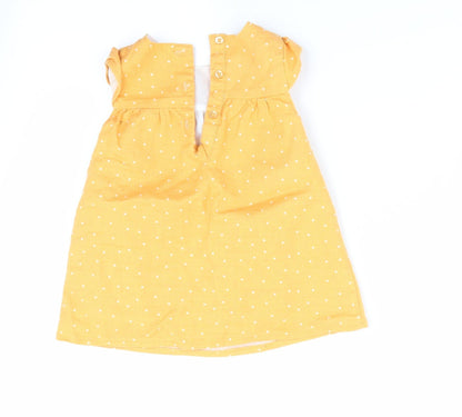 Primark Girls Yellow Polka Dot  A-Line  Size 9-12 Months