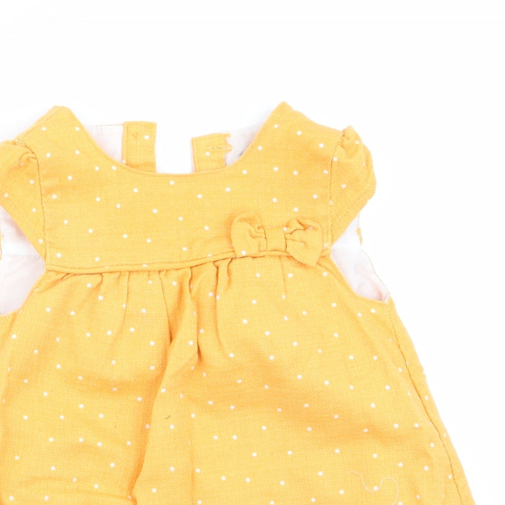 Primark Girls Yellow Polka Dot  A-Line  Size 9-12 Months