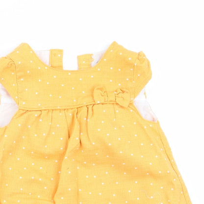 Primark Girls Yellow Polka Dot  A-Line  Size 9-12 Months