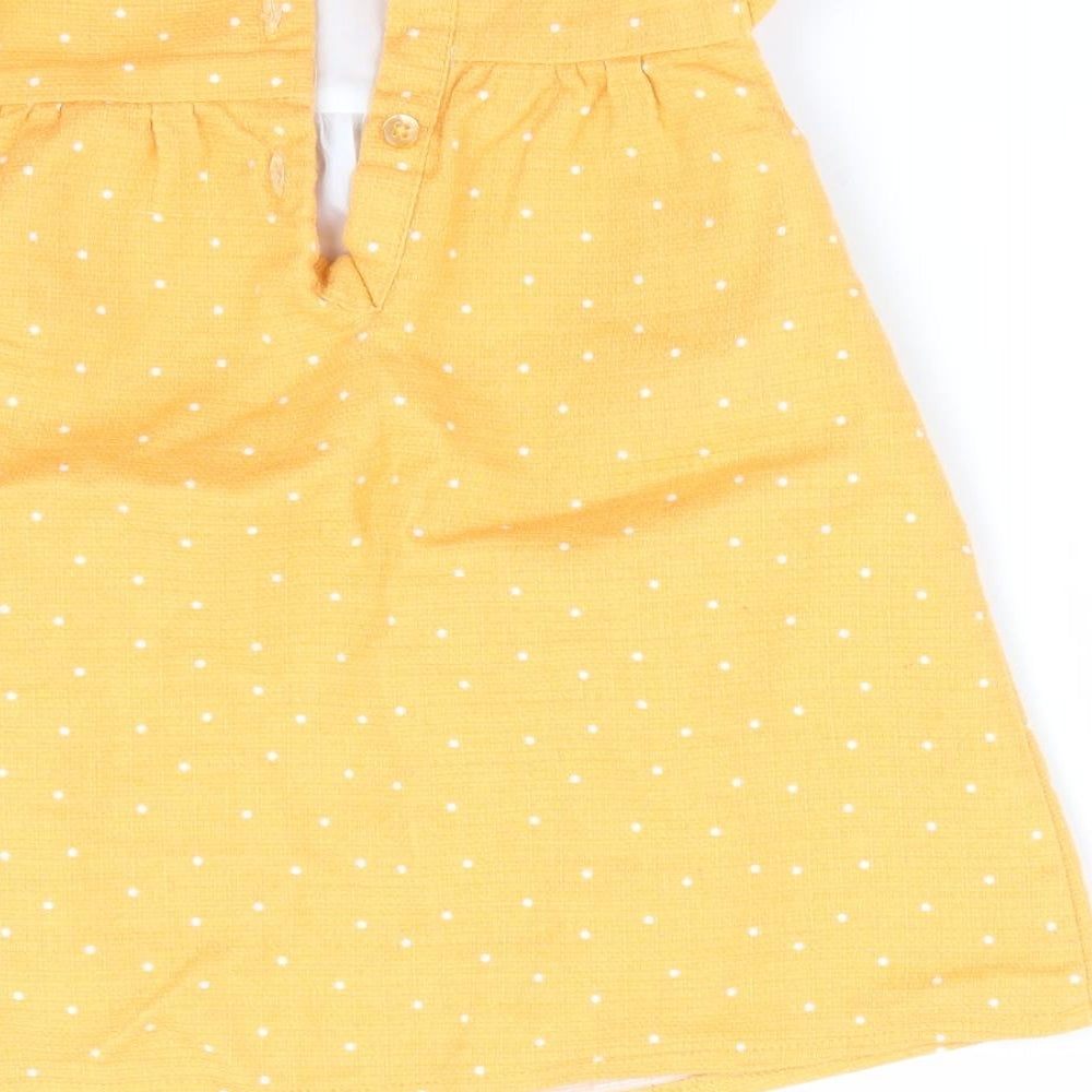 Primark Girls Yellow Polka Dot  A-Line  Size 9-12 Months