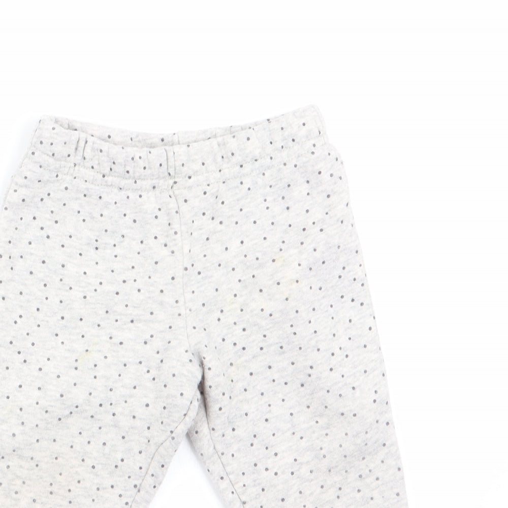 Primark Girls Grey Polka Dot  Jogger Trousers Size 9-12 Months
