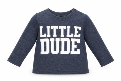 Front view of F&F boys’ blue basic casual, size 9-12, months - little dude