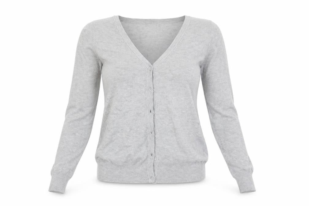 Front view of Vero Moda women’s grey cardigan jumper, size XS
