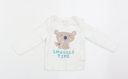 M&Co Boys White Animal Print   Pyjama Top Size 6-9 Months  - Snuggle Time
