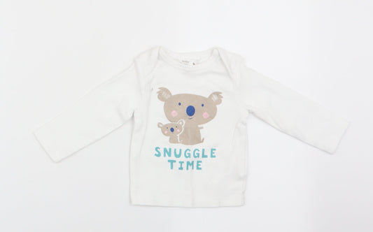 M&Co Boys White Animal Print   Pyjama Top Size 6-9 Months  - Snuggle Time