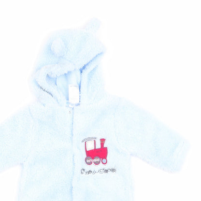 Little but Loud Boys Blue   Babygrow One-Piece Size 0-3 Months  - Ears on Hood Train Logo