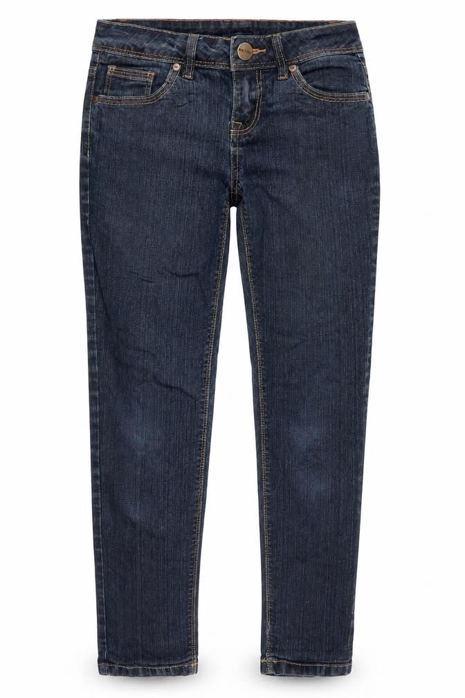 Front view of Yes Yes women’s blue skinny jeans, size UK 8, 28-inch leg