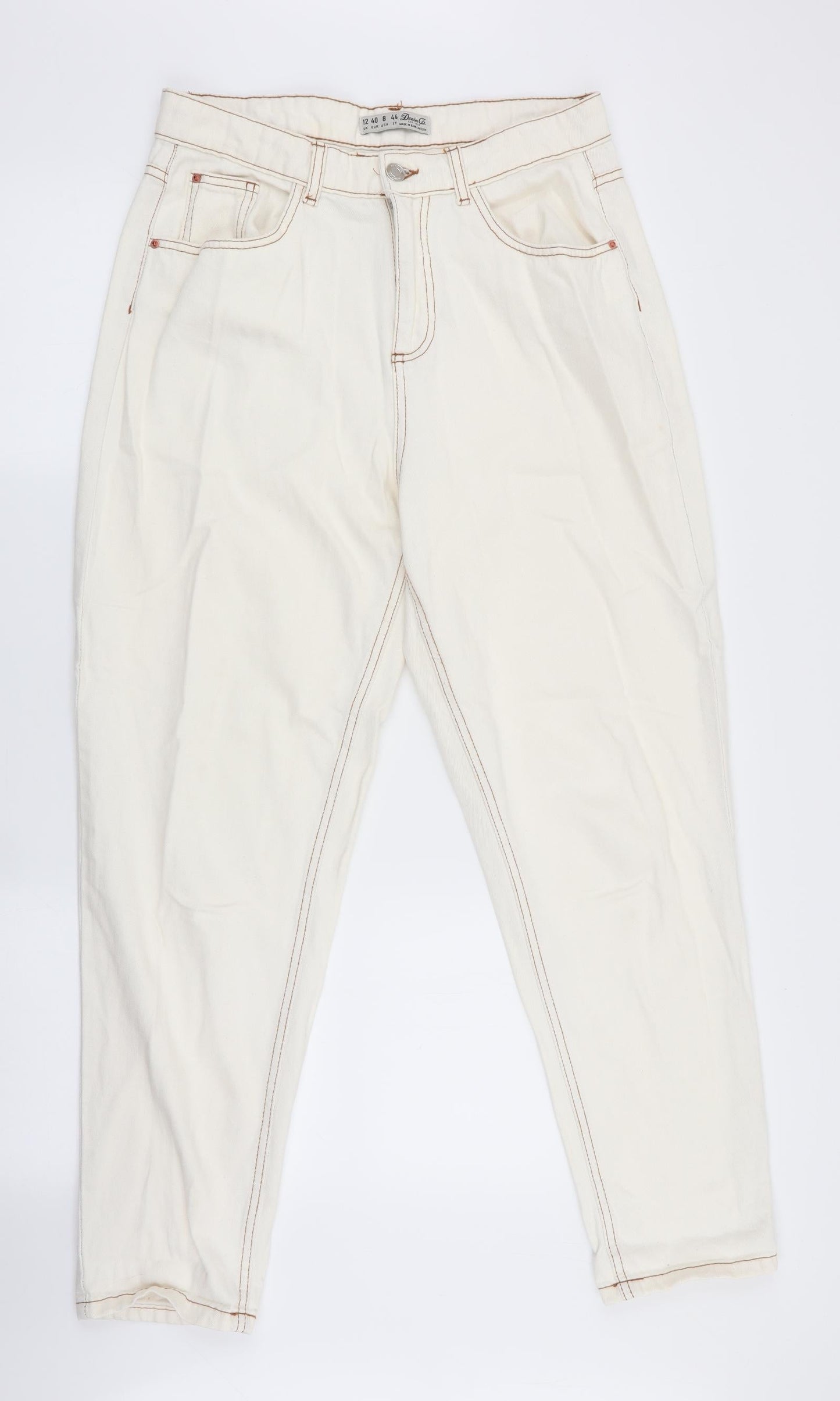 Denim Co Womens Ivory   Straight Jeans Size 12 L28.5 in