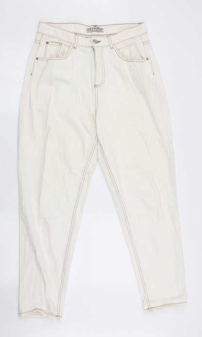 Denim Co Womens Ivory   Straight Jeans Size 12 L28.5 in