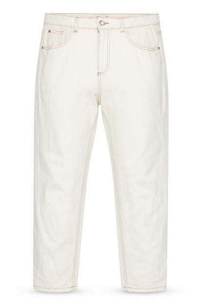 Front view of Denim Co women’s ivory straight jeans, size UK 12, 28.5-inch leg