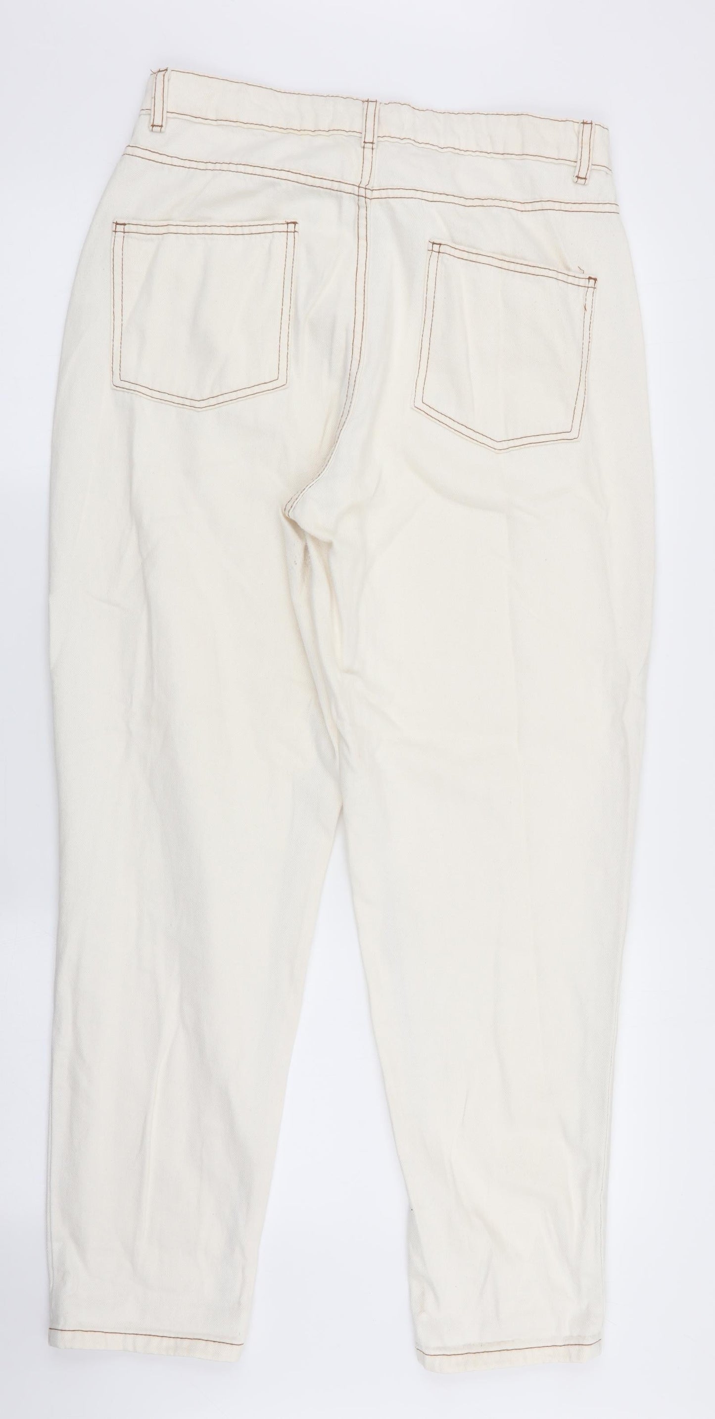 Denim Co Womens Ivory   Straight Jeans Size 12 L28.5 in