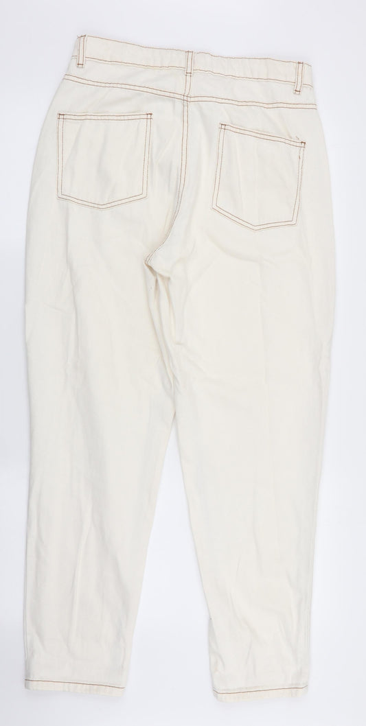 Denim Co Womens Ivory   Straight Jeans Size 12 L28.5 in